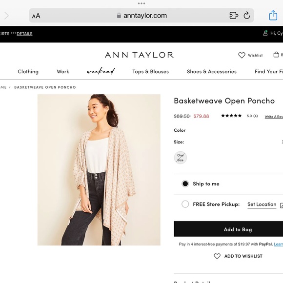 Ann Taylor Poncho - Picture 2 of 4